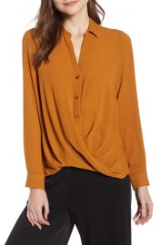 All in Favor Patterned Drape Front Blouse   Nordstrom at Nordstrom